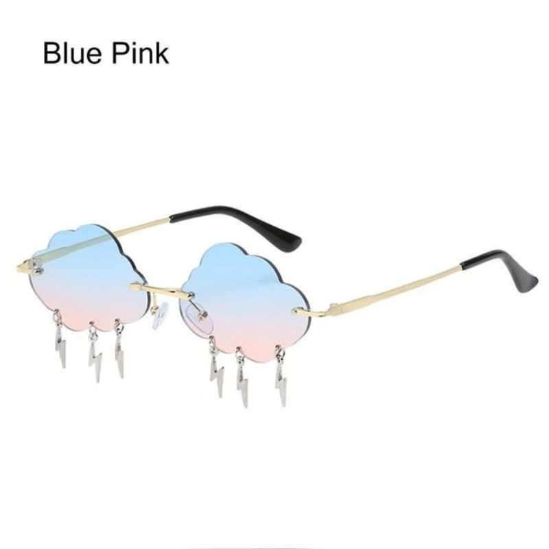 Женские солнечные очки( облака, без оправы, голубые-розовые )  #1