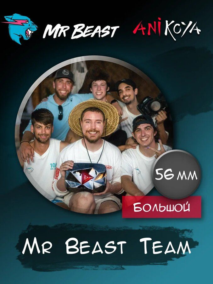 Значки на рюкзак Мистер Бист - Team MrBeast набор мерч #1