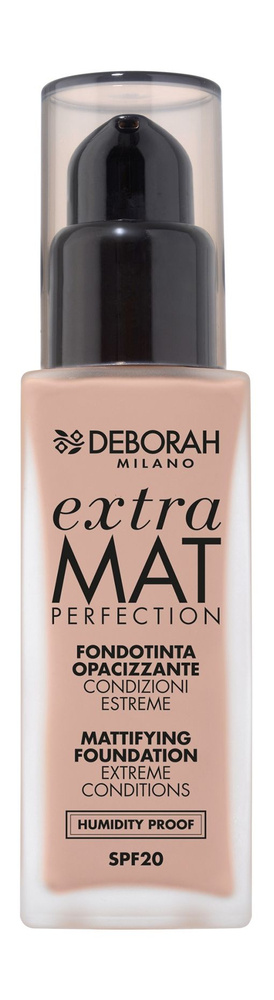 DEBORAH MILANO Тональная основа матирующая Extra Mat Perfection Mattifying Foundation, 30 мл, 01 Белоснежный #1