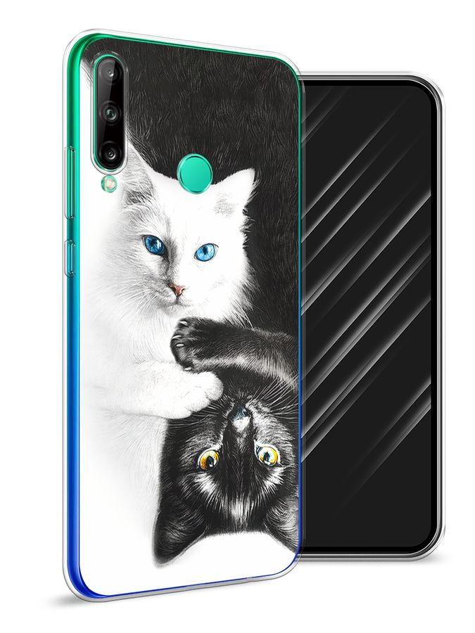 Силиконовый чехол на Honor 9C/Huawei P40 Lite E/Y7p / Хонор 9C/Хуавей P40 Lite E - "Коты Инь-Янь"  #1