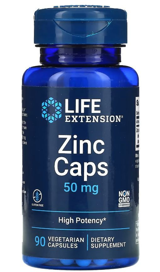 Life Extension, цинк в капсулах, высокая эффективность, 50 мг, 90 ...