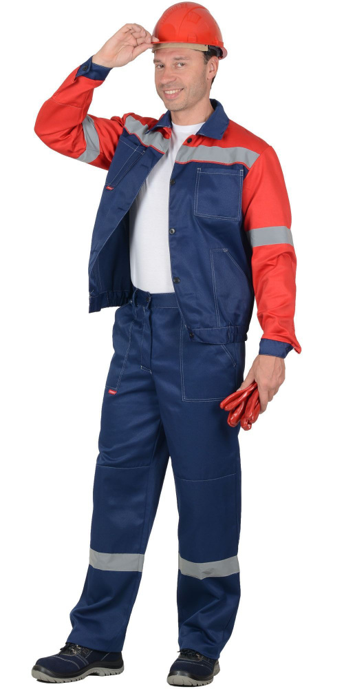 Костюм рабочий "СИРИУС-ЛЕГИОНЕР" куртка, брюки синий с красным (02208) 56-170 СОП 50 мм рабочий бюджетный #1