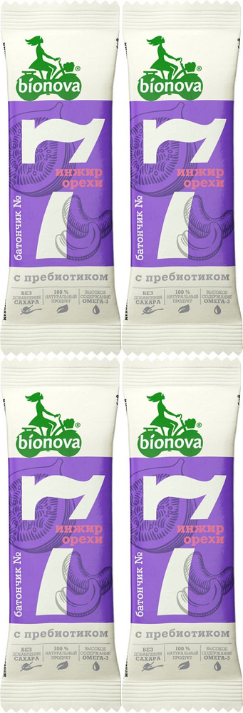 Батончик Bionova No7 фруктово-ореховый инжир-орехи с пребиотиком, комплект: 4 упаковки по 35 г  #1