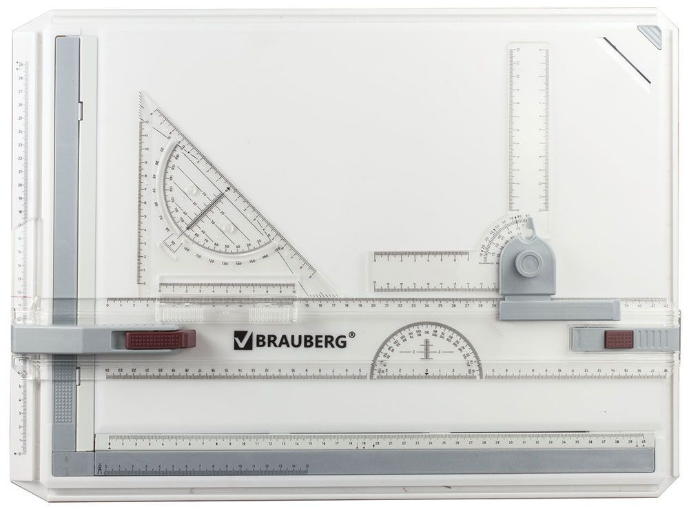 Доска чертежная Brauberg А3, 505х370 мм, с рейсшиной, треугольником и чертежным узлом (210536)  #1