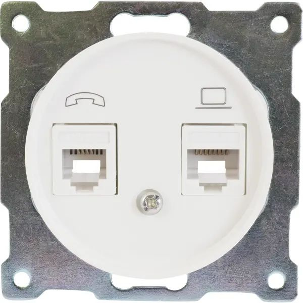 Телефонная/компьютерная розетка встраиваемая Onekey Florence RJ11/RJ45 UTP cat 5e цвет белый  #1