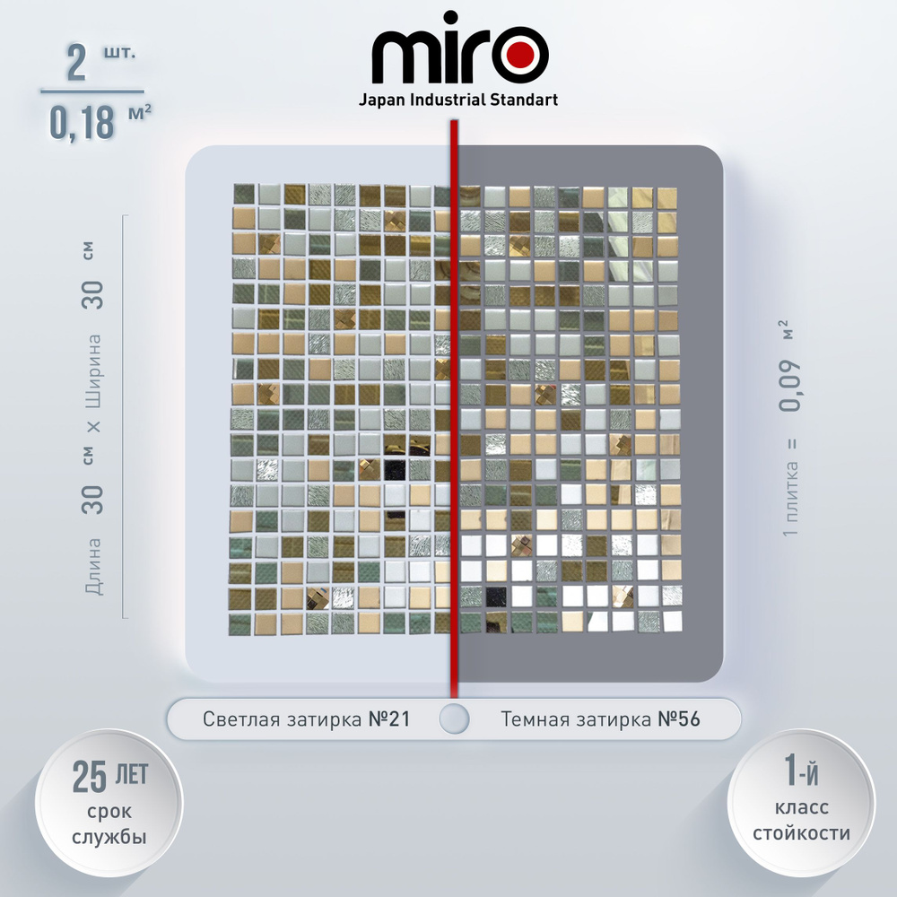 Плитка мозаика MIRO (серия Cerium №4), универсальная стеклянная плитка мозаика для ванной комнаты и кухни, #1