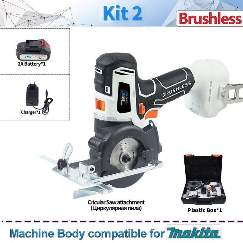 Бесщеточная циркулярная пила с различными насадками, ударная дрель ...