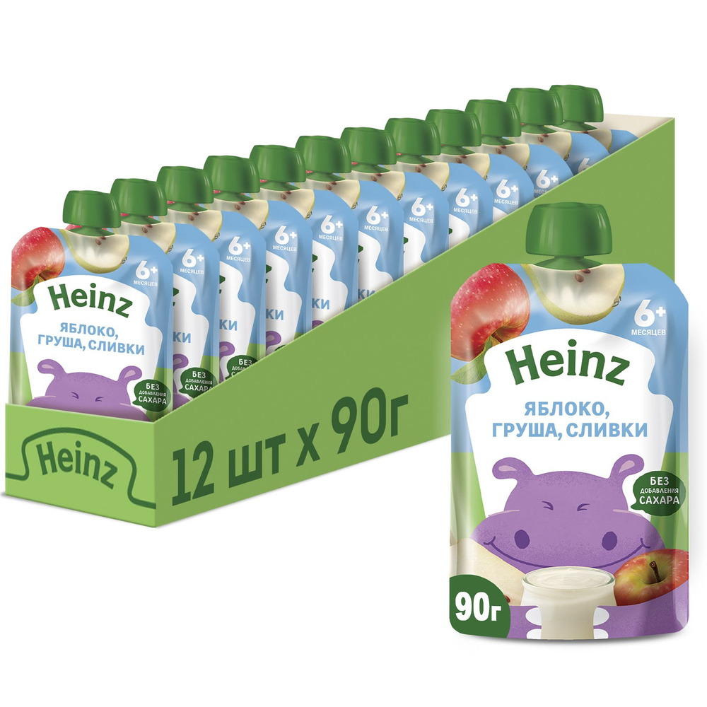 Пюре фруктовое Heinz с 6 месяцев, яблоко и груша со сливками, 90 г x 12  #1