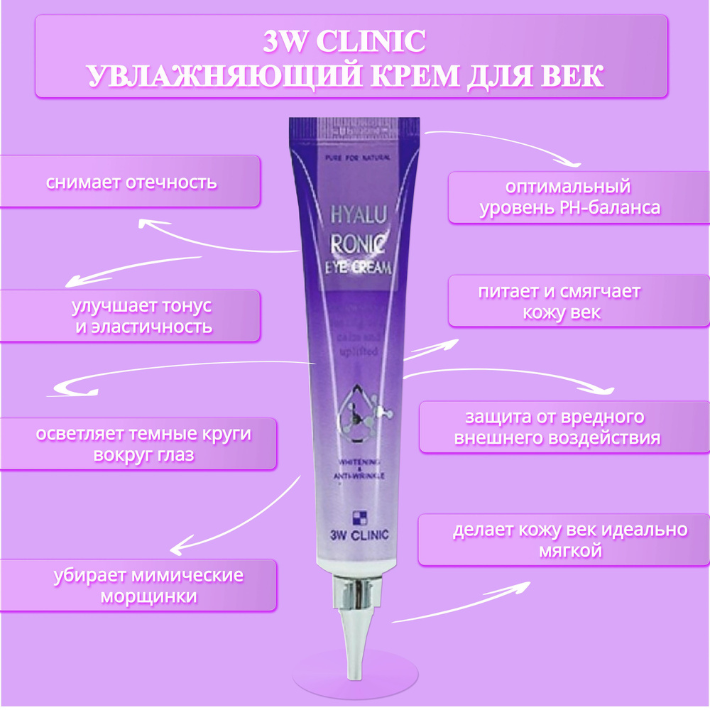 3W Clinic Увлажняющий крем для глаз с гиалуроновой кислотой Hyaluronic Eye Cream 40гр  #1