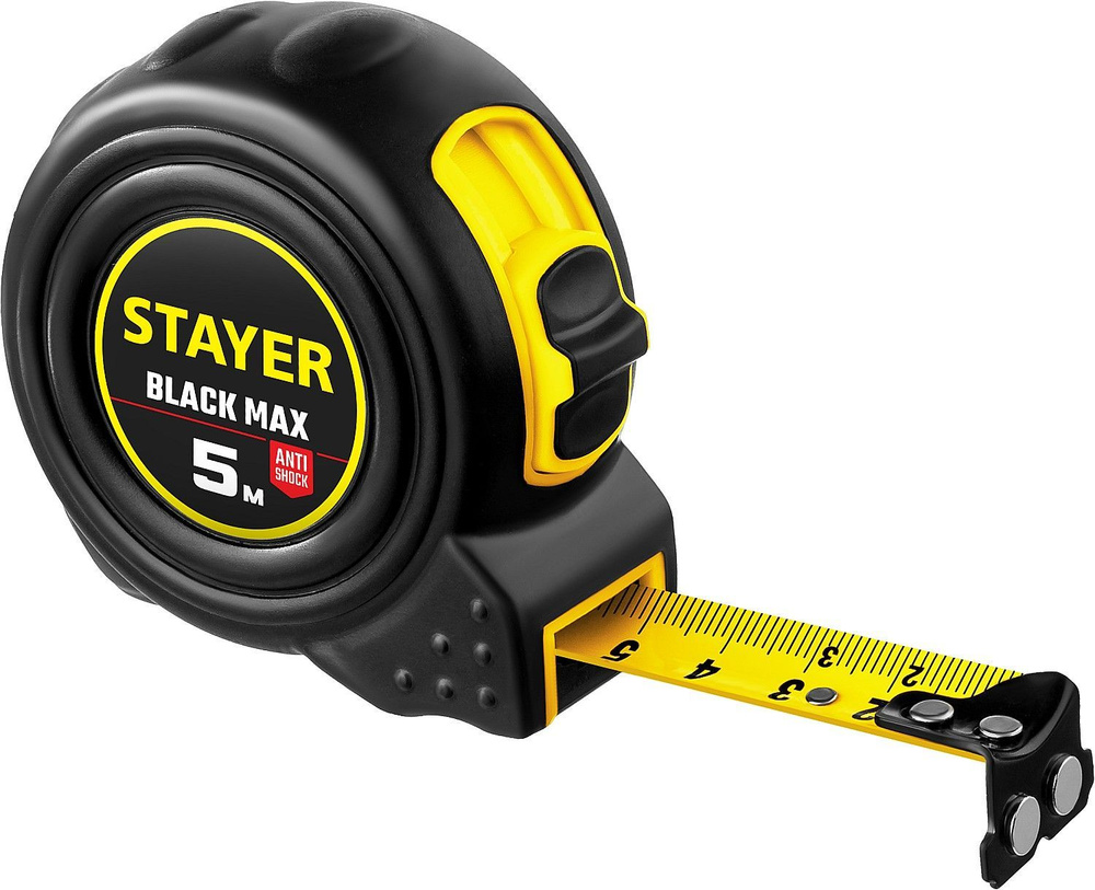 Рулетка с двумя фиксаторами STAYER BlackMax 5м х 25 мм, 3410-05-25_z02 #1