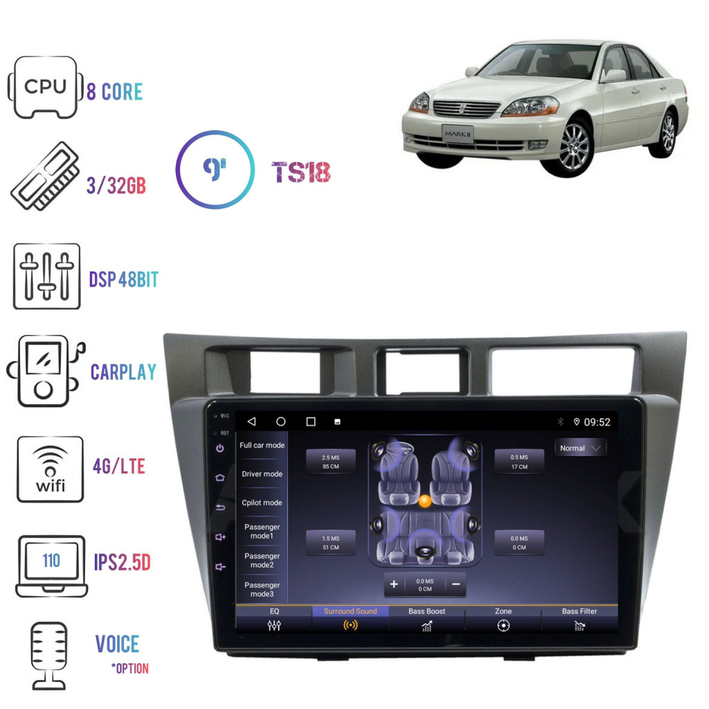 Магнитола для Toyota Mark 110, Verossa 2000 - 2004 MFB на Андроиде 11 Car Edition TS18 3+32Gb+8ядер+2ядра #1