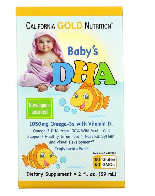 California Gold Nutrition, ДГК для детей, омега-3 с витамином D3, 1050 ...