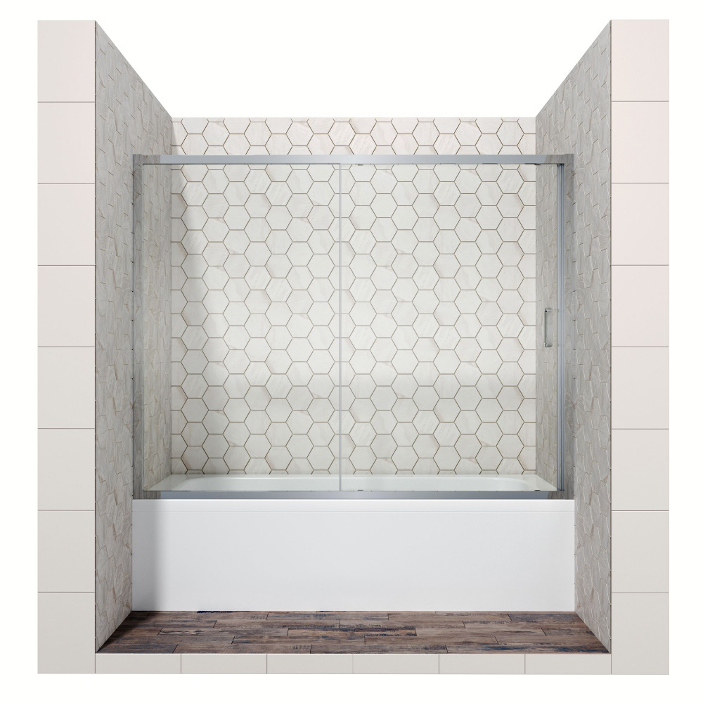 Стеклянная шторка для ванной с раздвижной дверью Ambassador Bath Screen ...