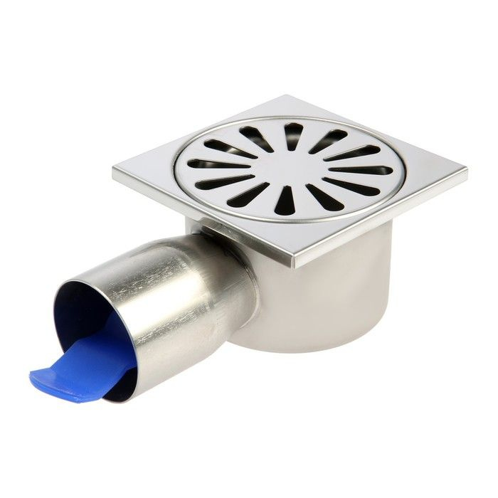 Трап BAD021002, 100 х 100 мм, горизонтальный выпуск, нержавеющая сталь ...