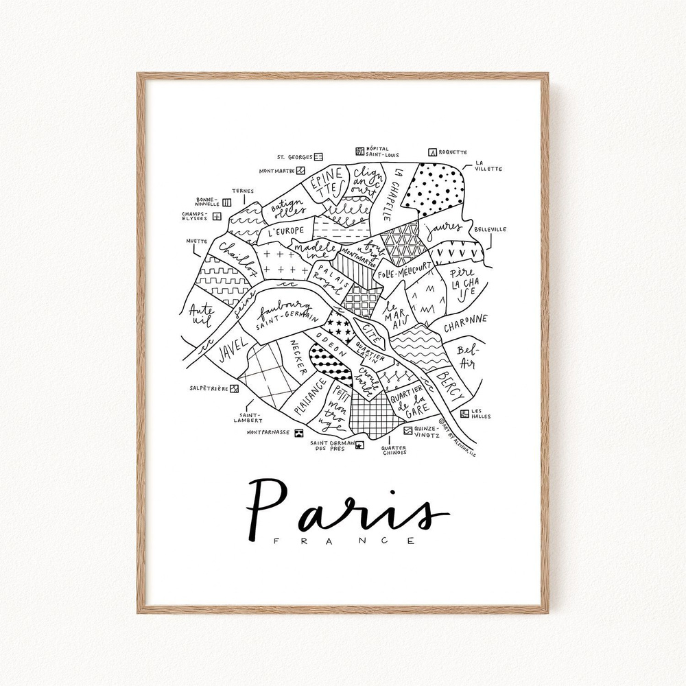 Постер "Paris Map - Карта города Париж", 21х30 см #1