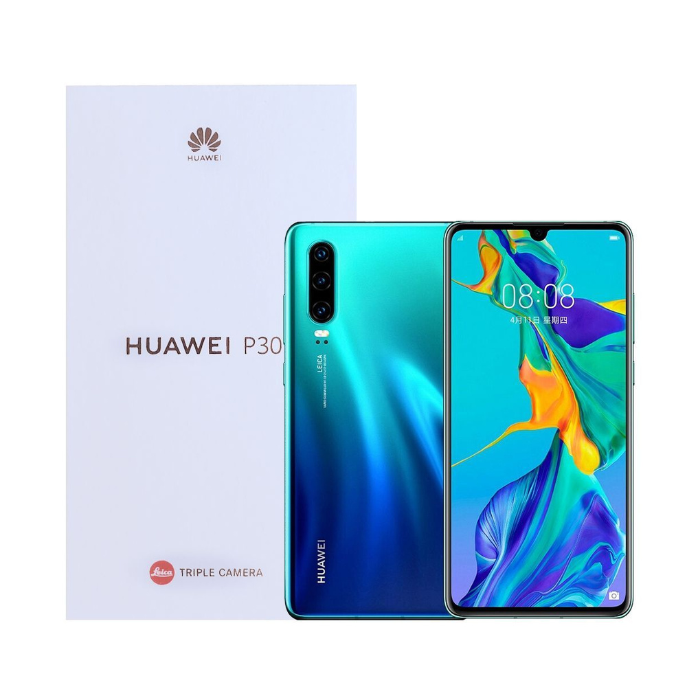 HUAWEI Смартфон HUAWEI P30 8+128GB,Aurora Blue 8/128 ГБ, светло-синий