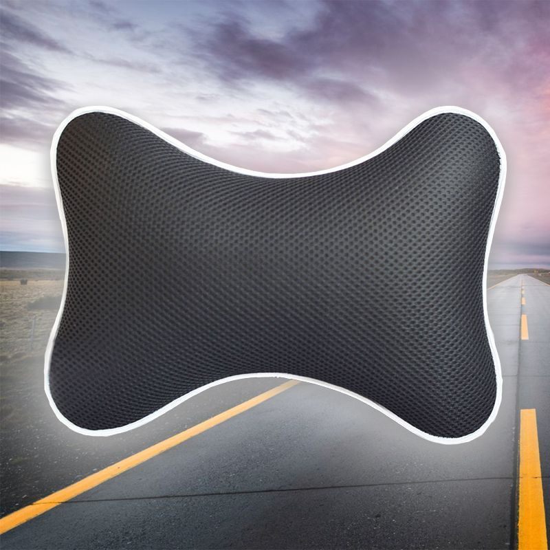 Автомобильная подушка под шею на подголовник из дышащей сетки черная  #1