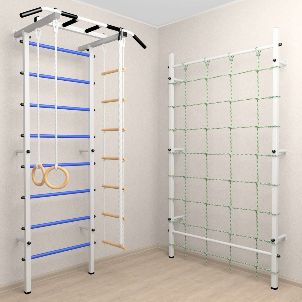 Шведская стенка Sv Pro 806с (ступени Синие / Канат, кольца, лестница ...