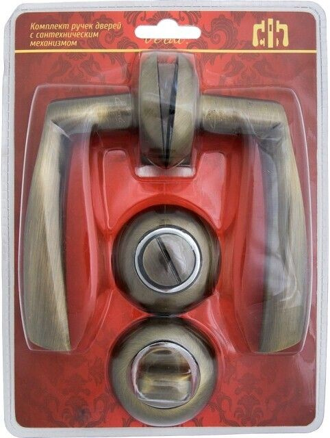 Комплект дверных ручек (ручка, защелка, фиксатор), бронза - купить по ...