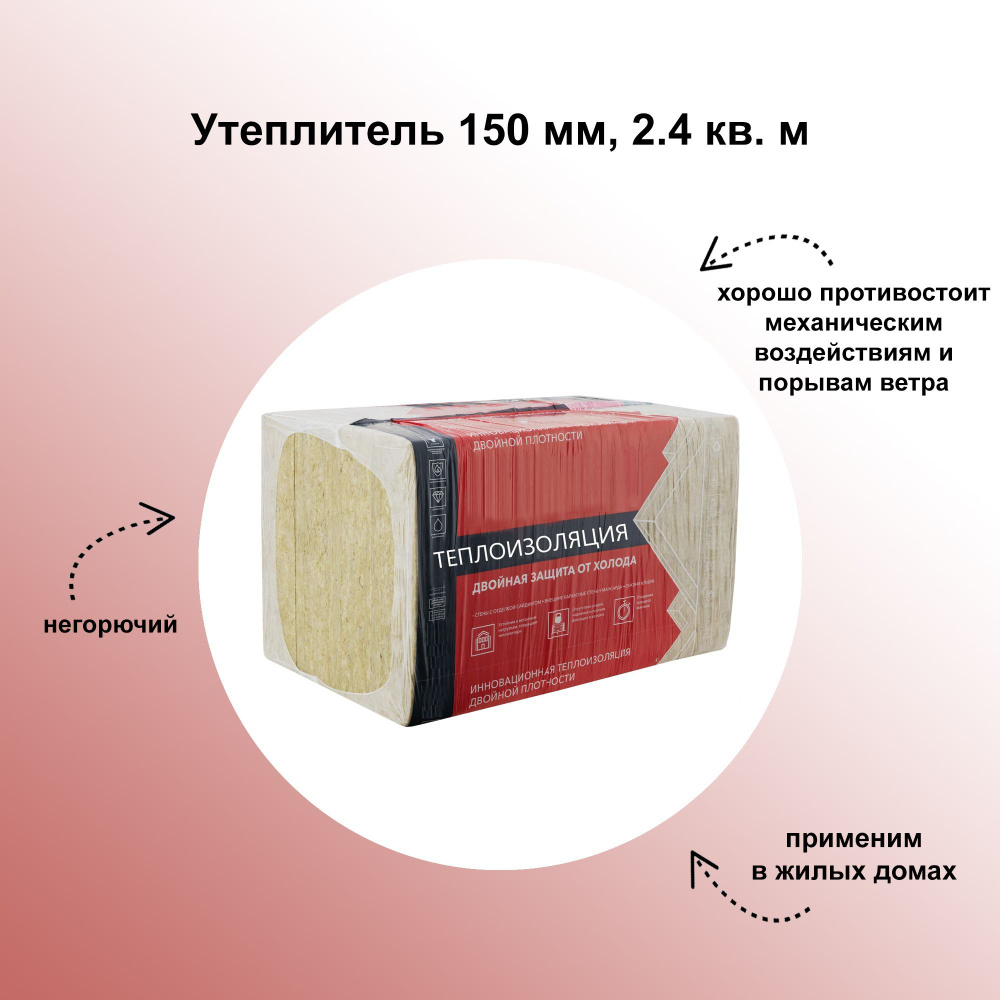 Утеплитель 150 мм, 2.4 кв. м, без усадки, негорючий, применим в жилых домах, в детских дошкольных учреждениях #1