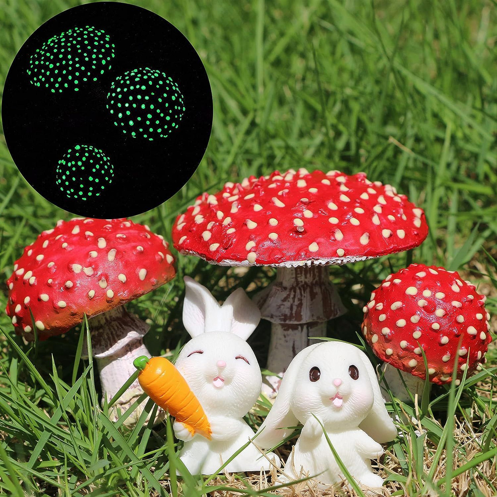 Мини-гриб из смолы 3 шт. светящийся в темноте, для декора сада ...