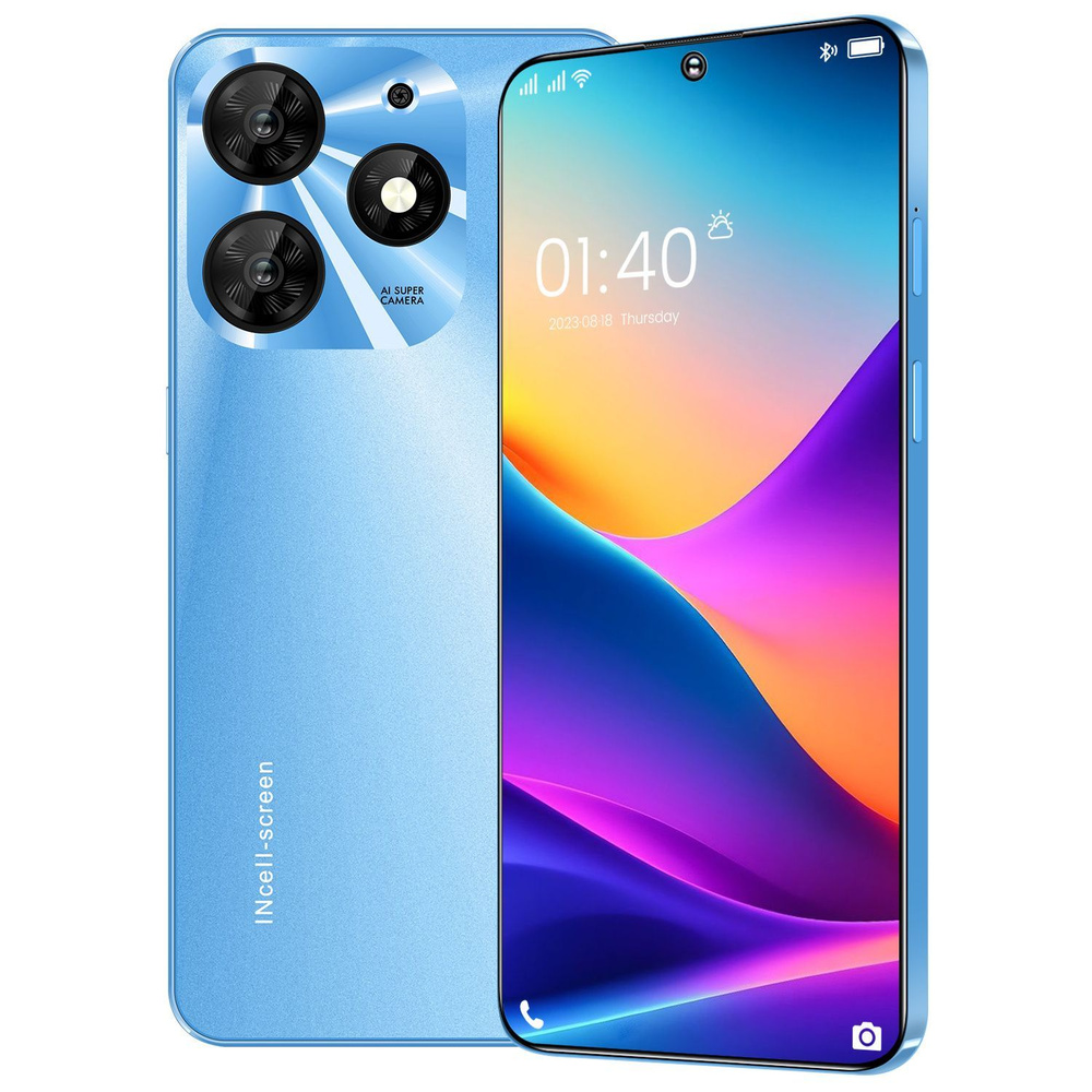 Смартфон POCQ X5 Pro 5G Global Edition с диагональю 7,3 дюйма поддерживает  русский язык CN 16/256 ГБ, синий