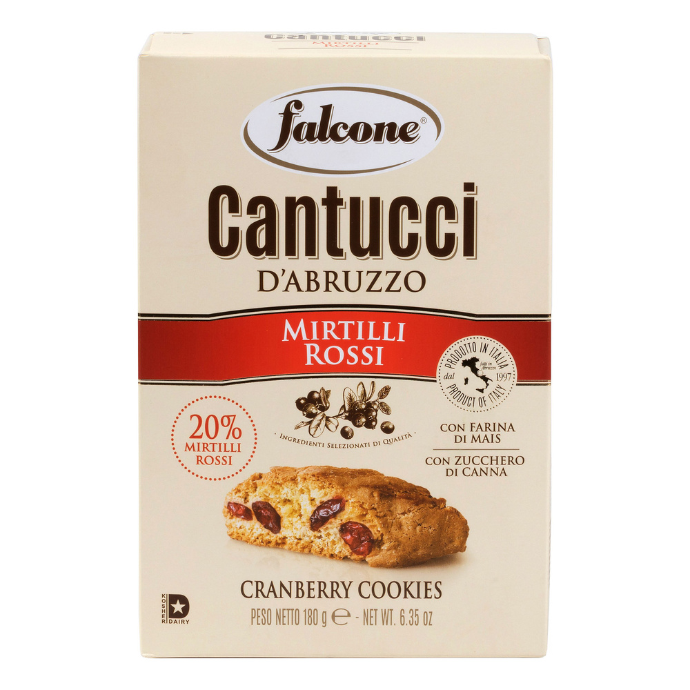 Печенье Falcone Cantucci сахарное с клюквой, 180 г #1