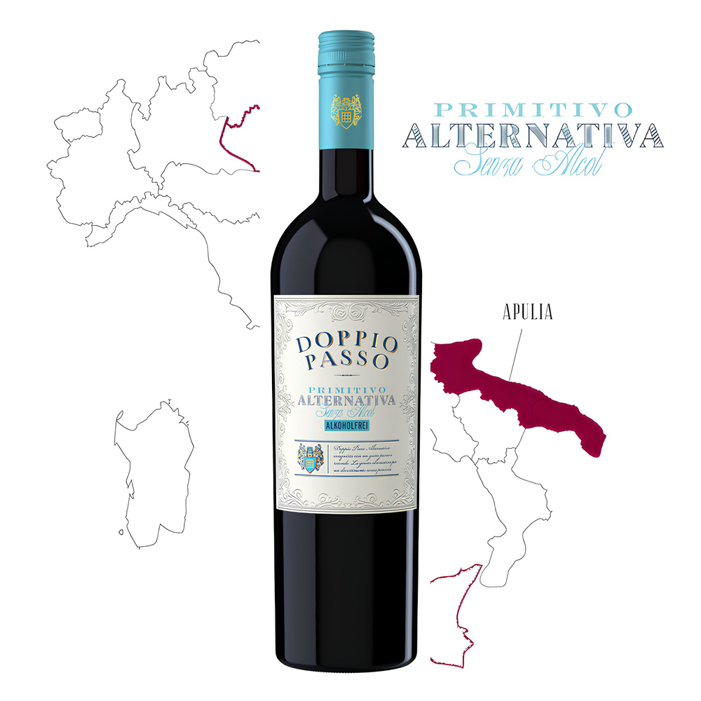 Вино безалкогольное Doppio Passo Primitivo Alternativa 100% Примитиво, Италия, Апулия  #1