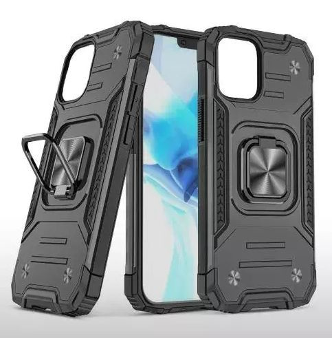 Противоударный чехол для Xiaomi 13 черный с пластиной для магнитного автодержателя и кольцом подставкой, #1