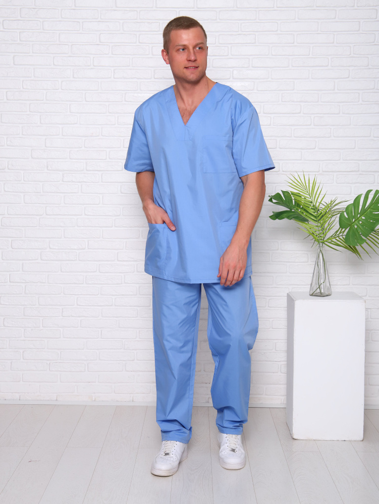 Защитная одежда медперсонала/ хирургичка голубая (44-46, 182-188)  #1