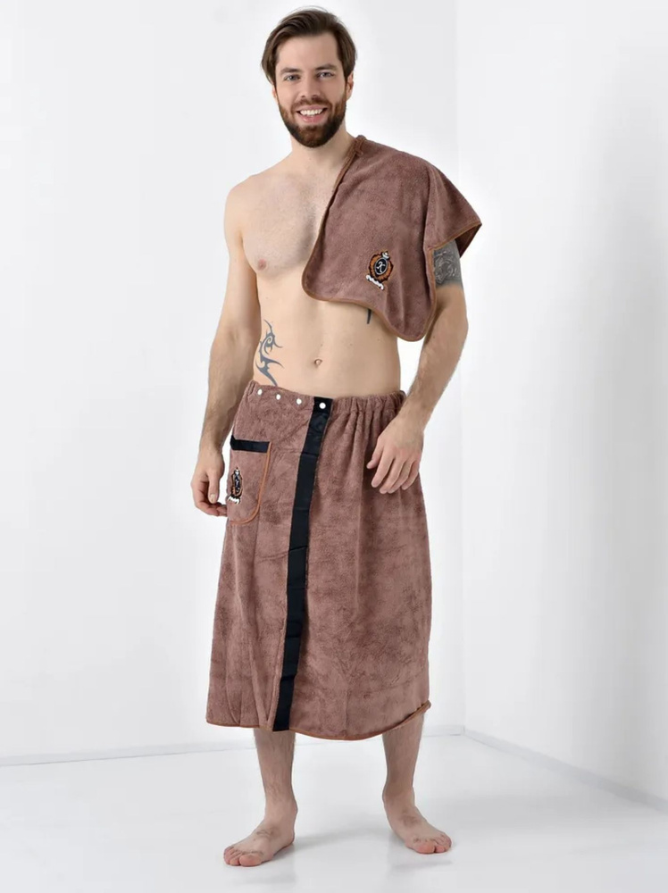 Килт мужской с полотенцем, Банный набор мужской, Полотенце для бани  #1