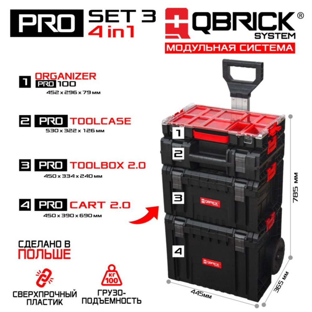 Набор ящиков для инструментов QBRICK SYSTEM Pro Set 3 #1