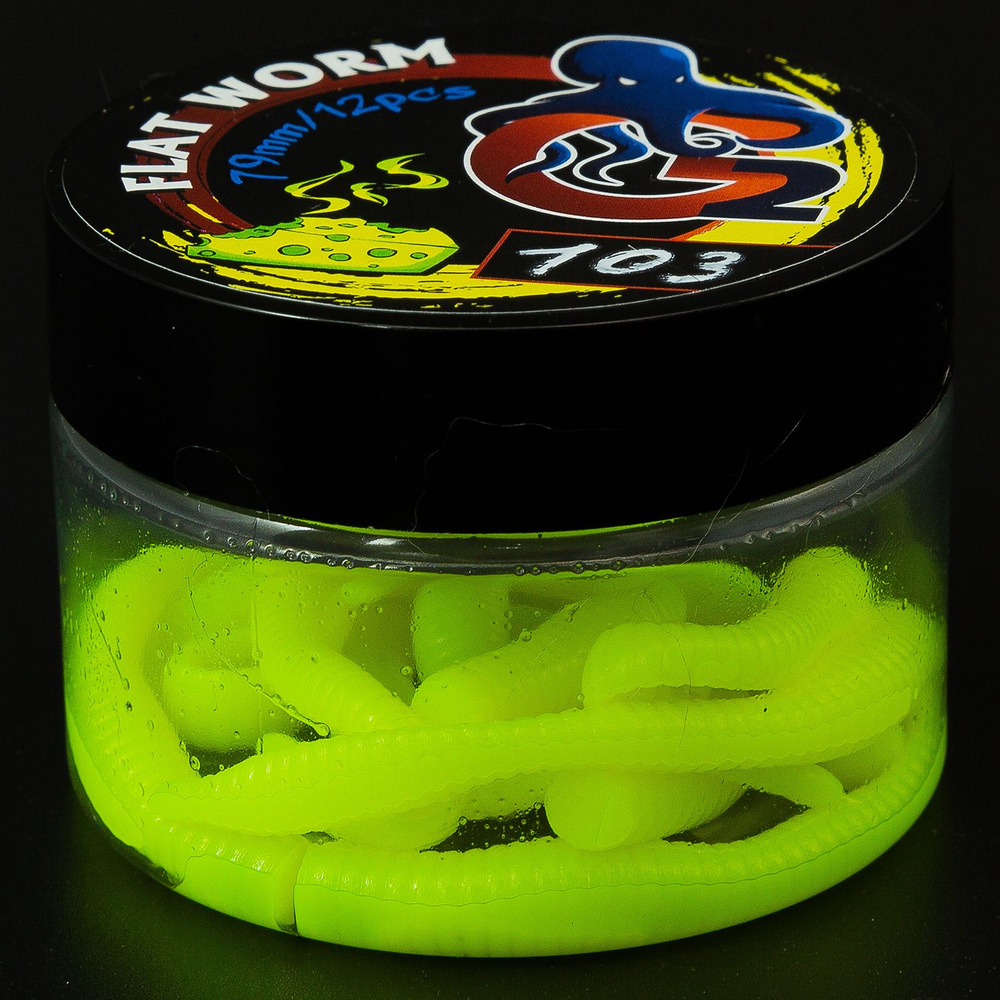 Приманки форелевые G2 FLAT WORM (79 мм, Аттрактант СЫР, 12 шт) #103 ...