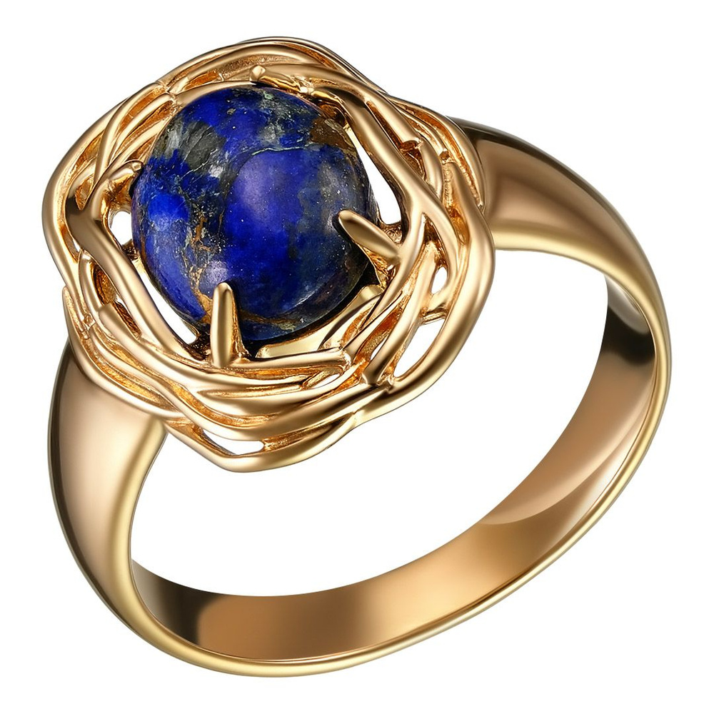 Кольцо из позолоченного серебра 925 пробы с лазуритом, UVI Ювелирочка ...