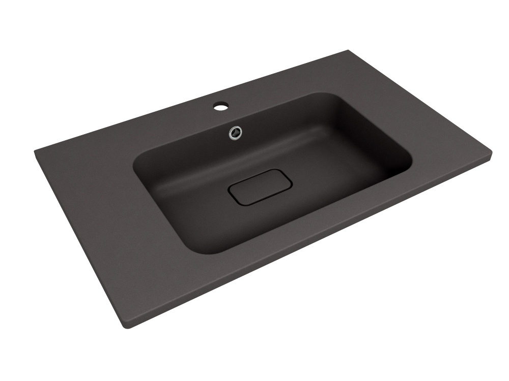 Раковина кварцевая для ванной Uperwood Lagoon Quartz 80х48х14,2 см, черная матовая, уголь  #1