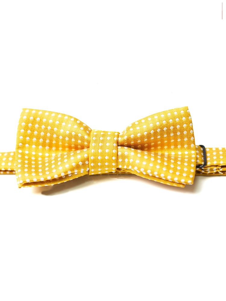 Галстук-бабочка светло-золотой в горошек / 10 см Х 5 см / Бабочка ...