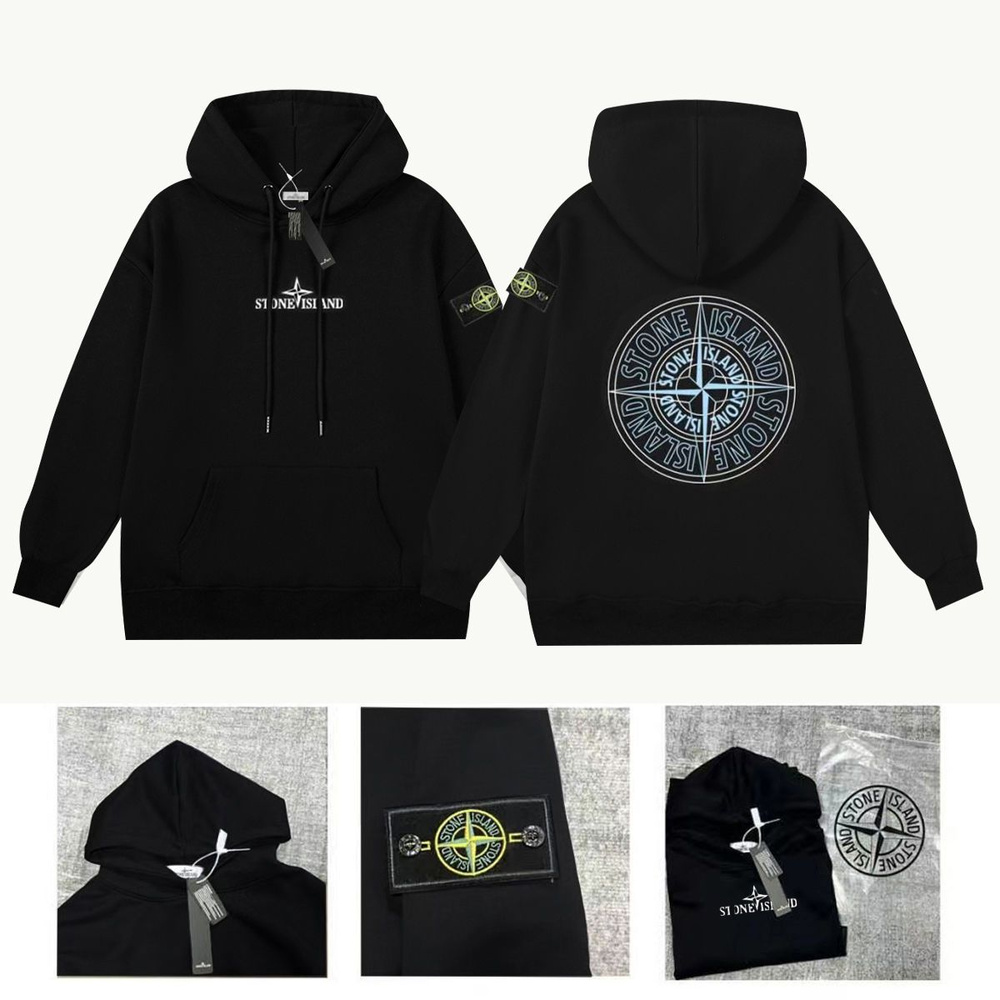 Stone island hoodie logo on front sale