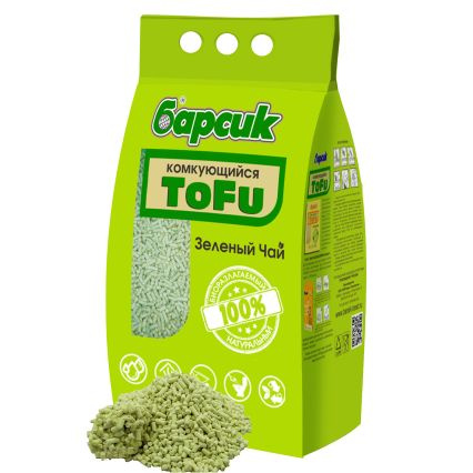 Наполнитель "Барсик" ToFu Зеленый Чай 4,54 л Комкующийся #1