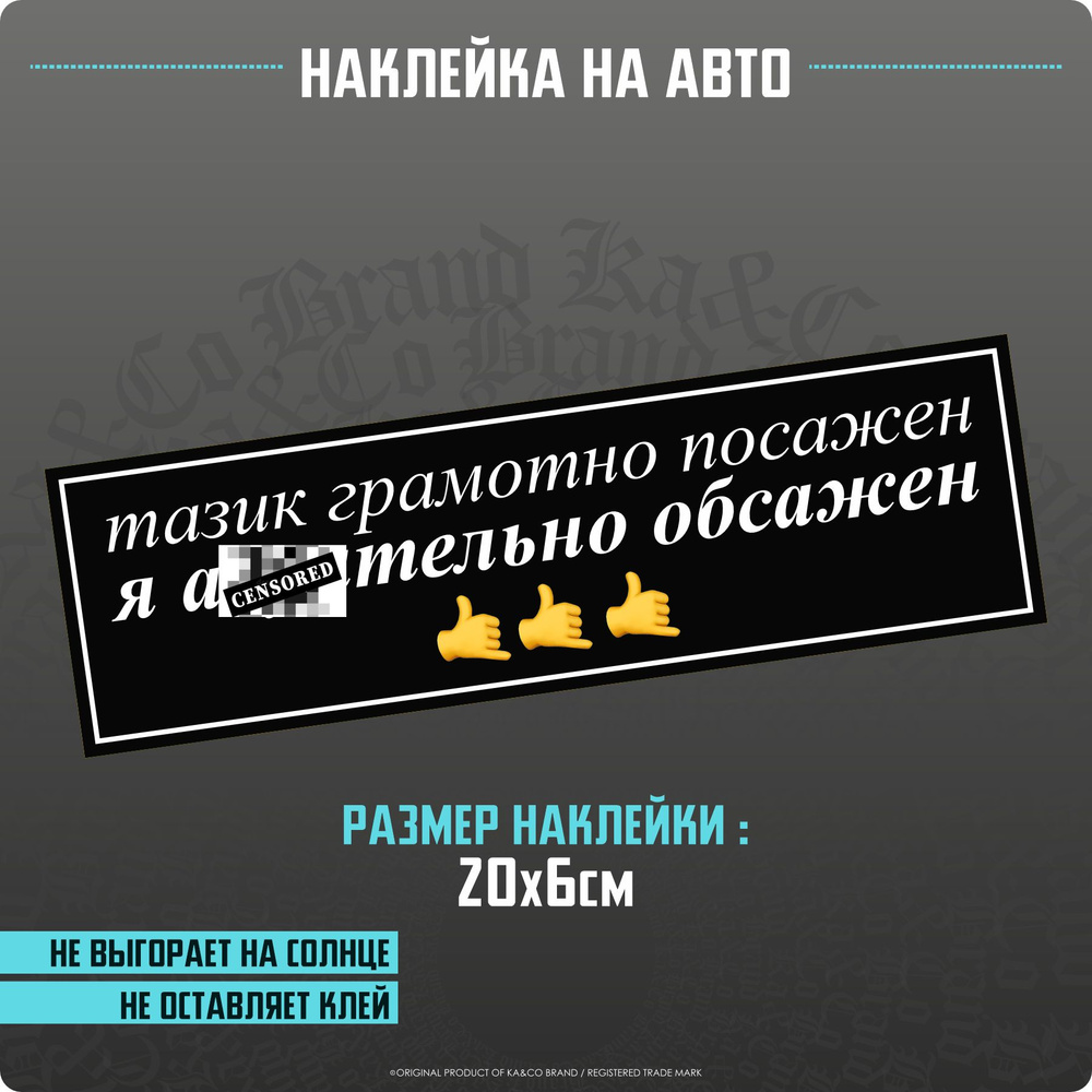 Наклейки на авто Тазик грамотно посажен - купить по выгодным ценам в  интернет-магазине OZON (1315533647)