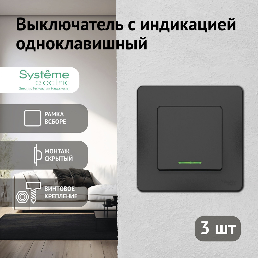 Выключатель Systeme Electric, клавиш 1 шт, монтаж Скрытый - купить с  доставкой по выгодным ценам в интернет-магазине OZON (409044222)