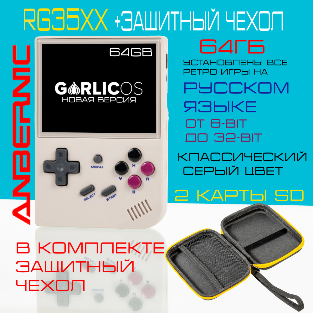 Портативная игровая консоль Anbernic RG35XX+64GB+чехол. Установлена  GarlicOs. Игры на русском. 64Гб. - купить с доставкой по выгодным ценам в  интернет-магазине OZON (1323396056)