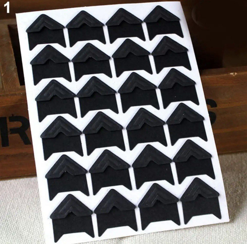 Уголки черные для фотографий в альбом самоклеящиеся, 5 упаковок, 30 фото, 120 штук  #1
