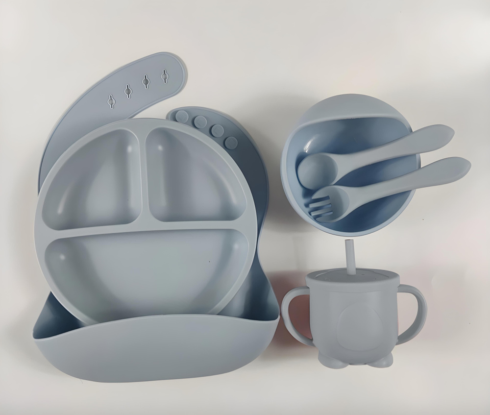 Детский силиконовый набор посуды 6 предметов - купить с доставкой по ...