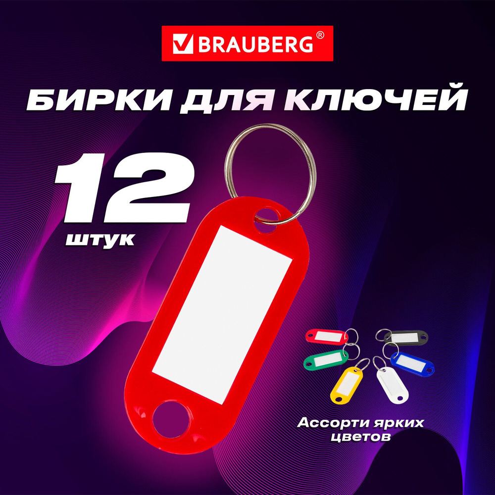 Бирки для ключей комплект 12 шт., длина 50 мм, инфо-окно 30х15 мм ...