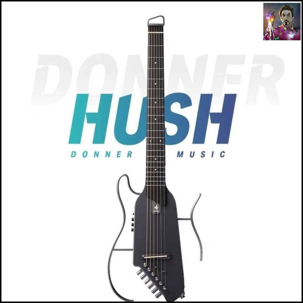Donner HUSH-I Black дорожная гитара безголовая бесшумная гитара со ...