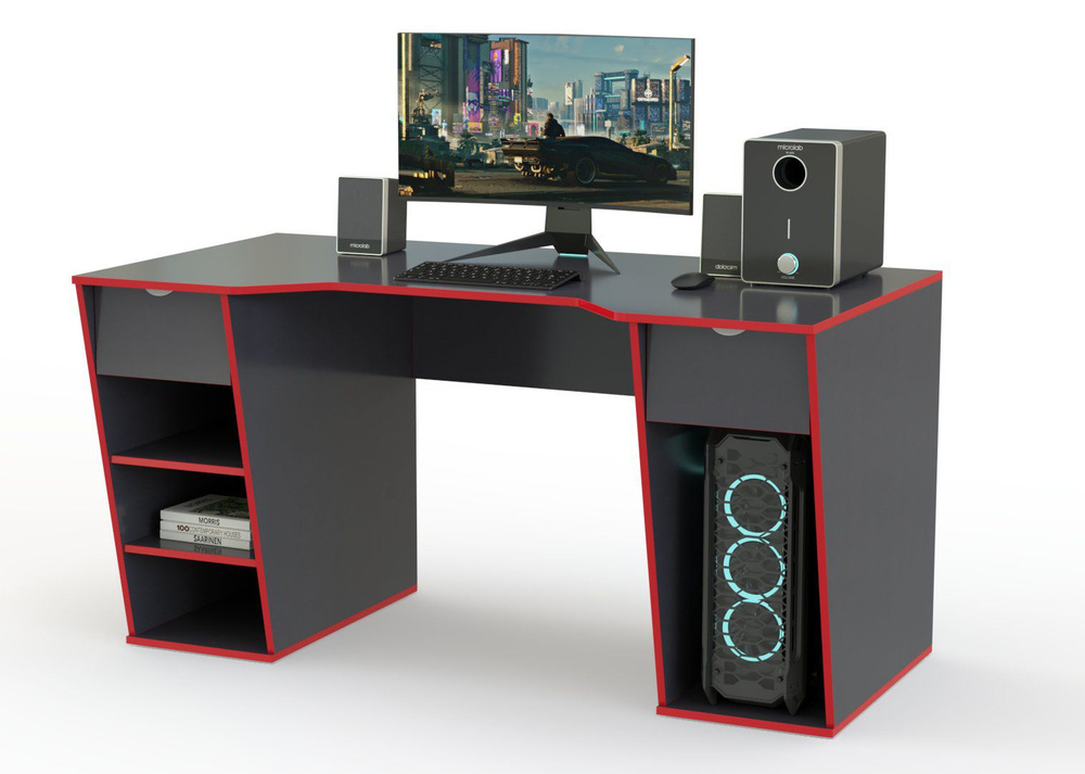 Компьютерный стол BestMebel Игровой Техно 2.13, 120х88х75 см - купить ...