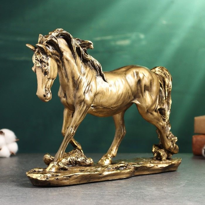 Фигура "Лошадь на камне" 23х33х8см, бронза #1