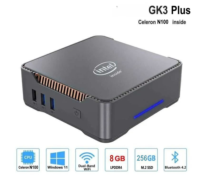 SZBOX Мини-ПК GK3V (Intel Processor N100, RAM 8 ГБ, SSD 256 ГБ, Intel UHD Graphics 600, Windows), серый #1