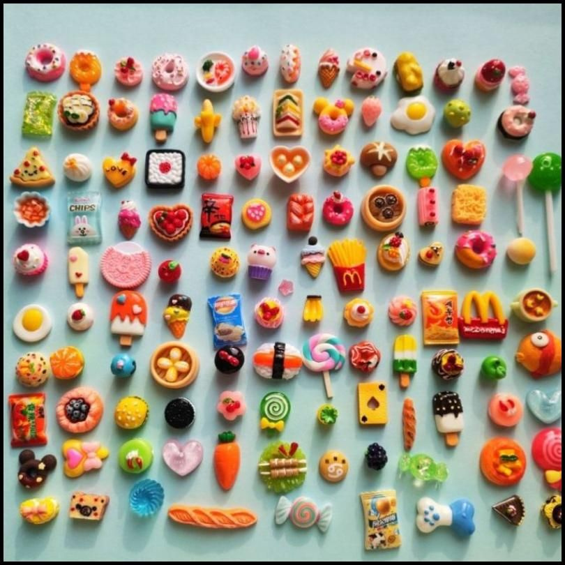 100 штук миниатюрных предметов, мини-еда, напитки, Барби и шарнирные ...