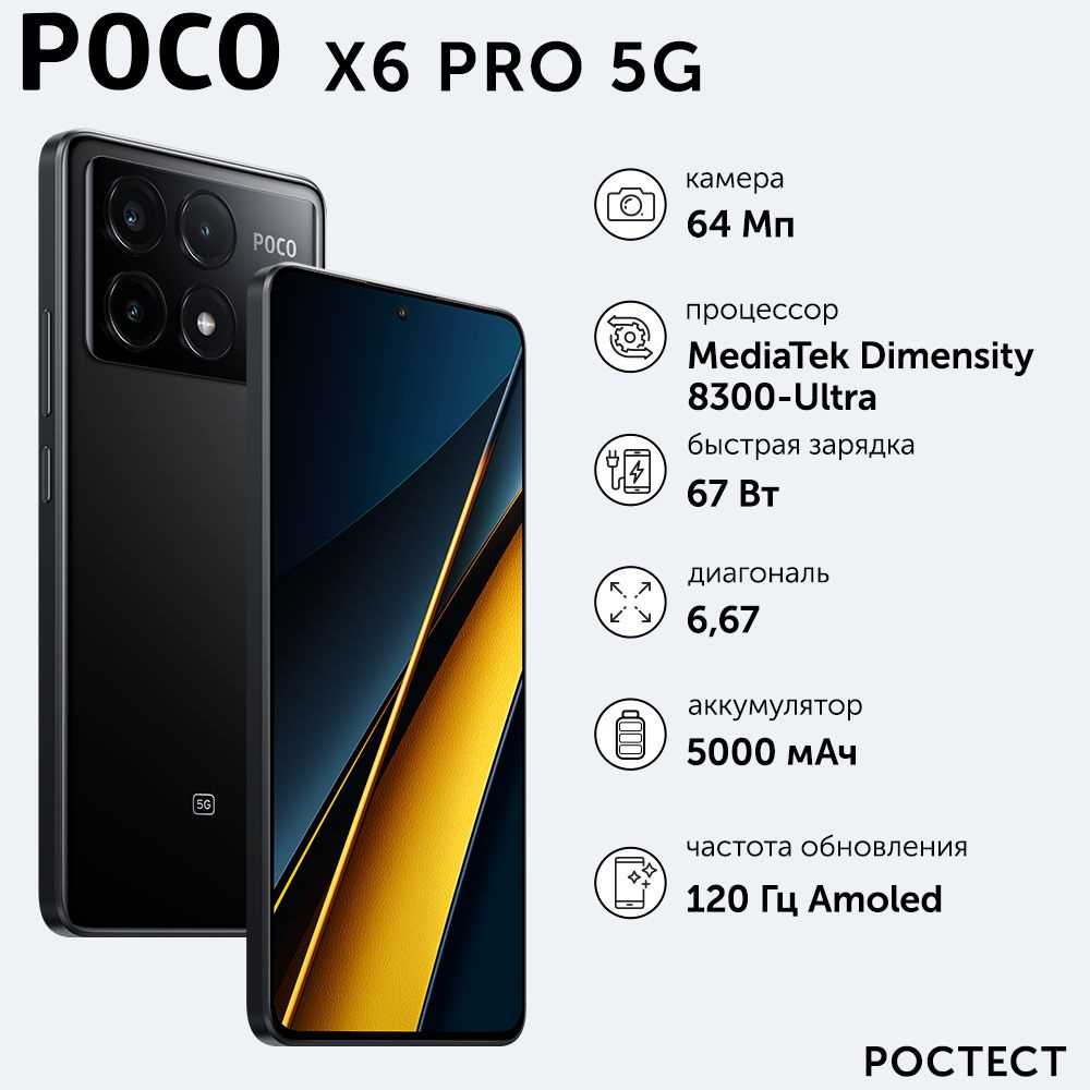 Смартфон Poco X6 Pro 5G - купить по выгодной цене в интернет-магазине OZON  (1390745431)